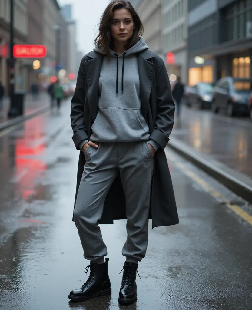 23 Rainy Day Outfit Ideas That Are Actually Practical - 4. Monochrome Masterpiece