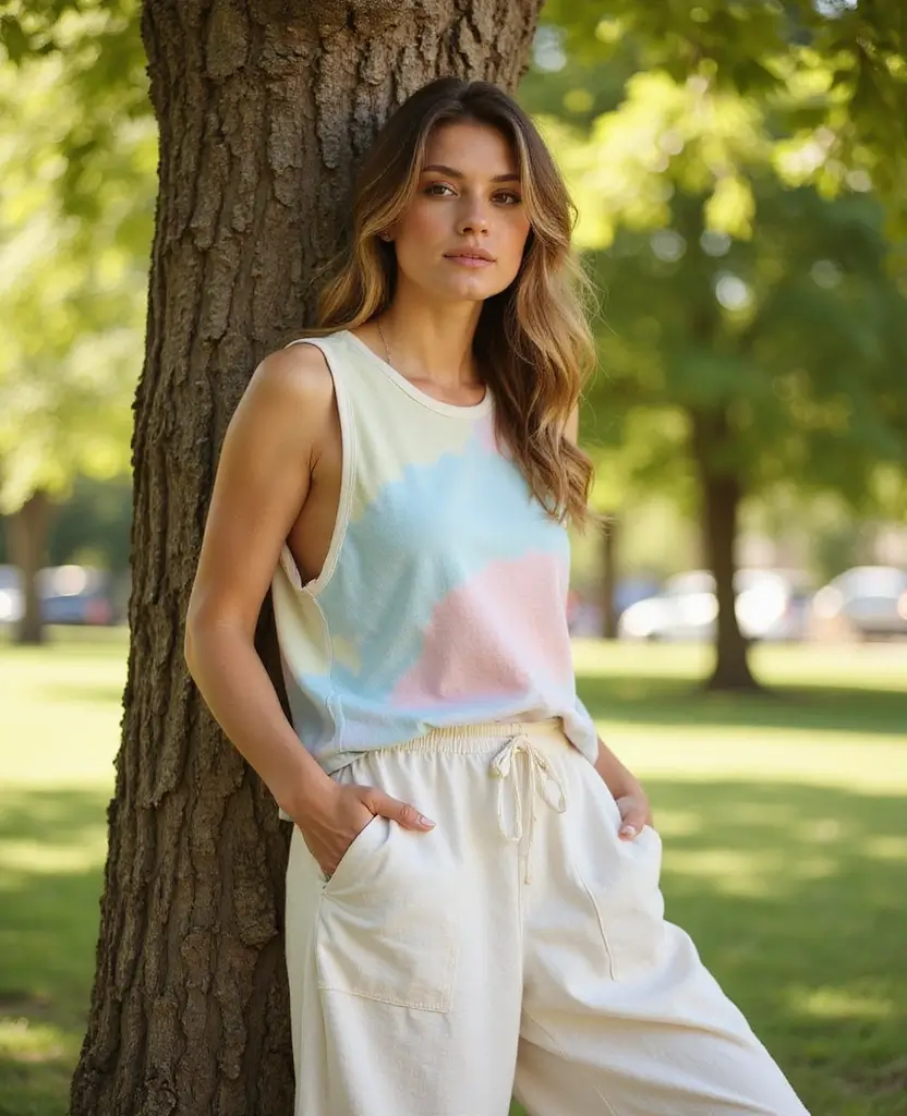 23 School Casual Outfit Ideas for Effortless Cool - 20. Baggy Tank & Wide-Leg Culottes
