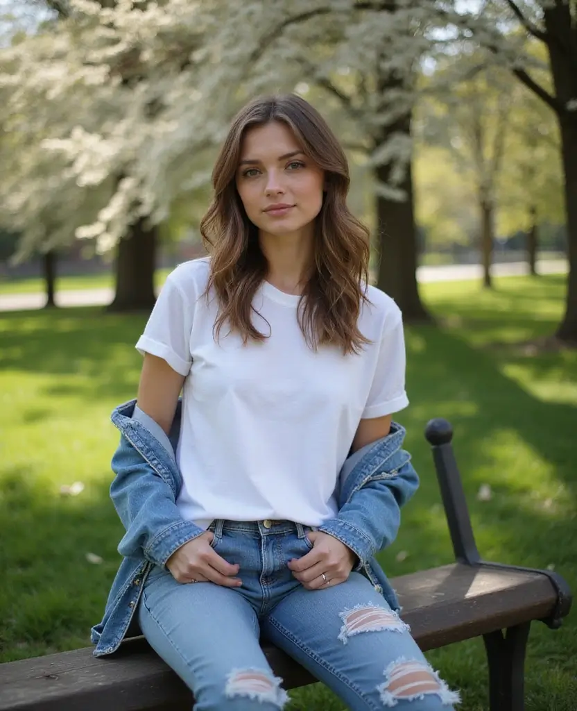 23 School Spring Outfit Ideas to Brighten Your Day - 23. Relaxed Fit with Boyfriend Jeans and Leggings