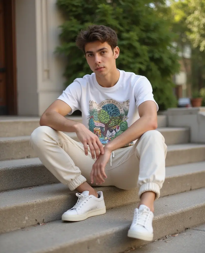 23 Streetwear Outfit Ideas for Urban Edge - 4. Ethically Made Graphic Tee and Joggers