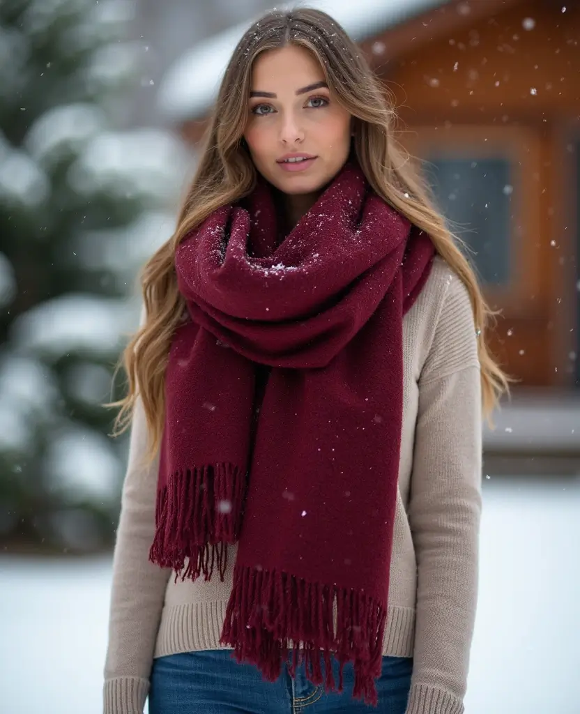 23 Sustainable Interview Outfit Ideas Featuring Eco-Friendly Boots for Fall and Winter - 17. Cozy Oversized Scarf with Ankle Boots