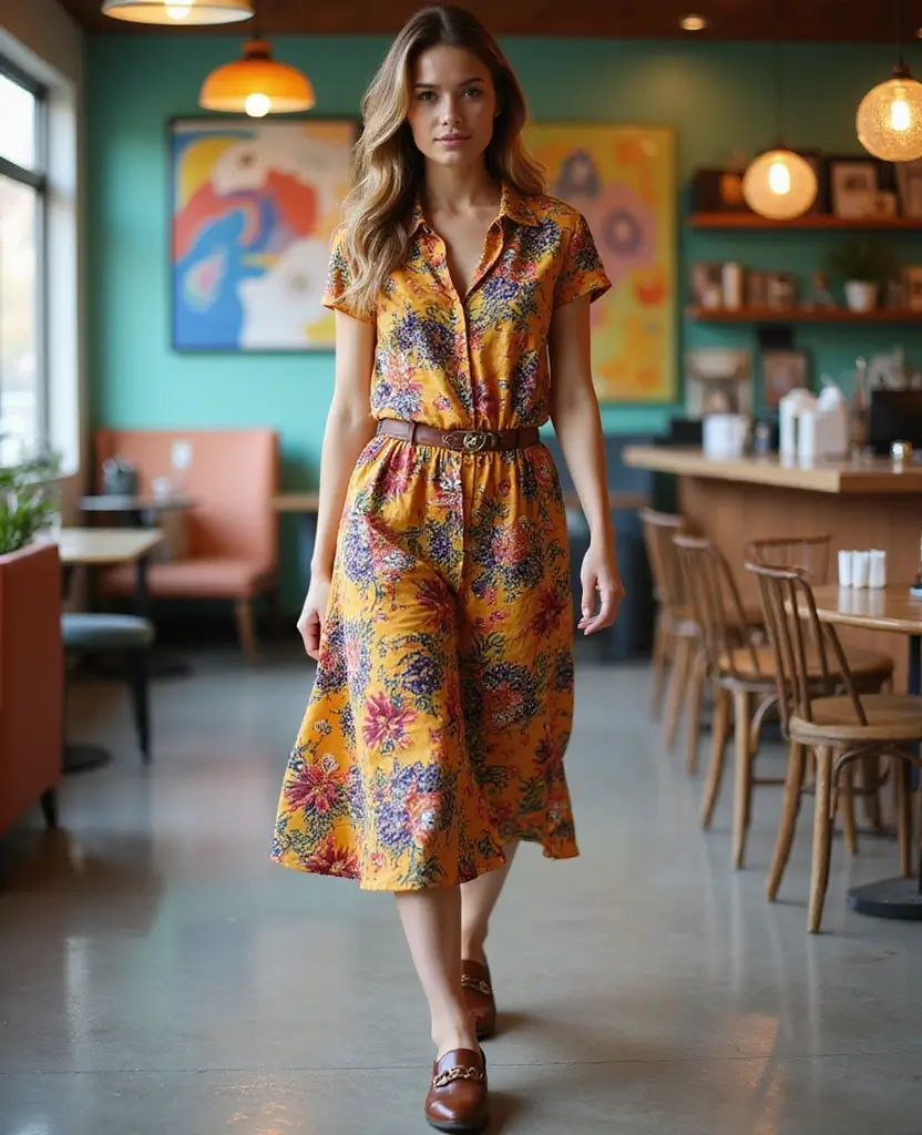 23 Sustainable Interview Outfit Ideas Featuring Eco-Friendly Boots for Fall and Winter - 20. Fun Prints with Stylish Loafers