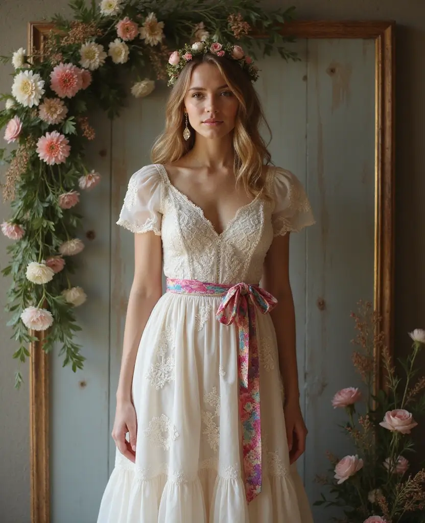 23 Vintage Wedding Dresses That Are Back in Style - 16. Vintage Inspired Gown with Sashes