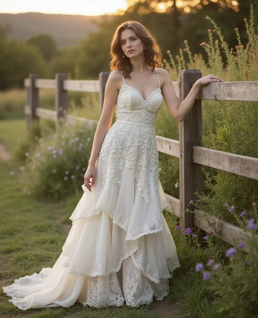 23 Vintage Wedding Dresses That Are Back in Style - 18. Vintage-Inspired Layered Dress