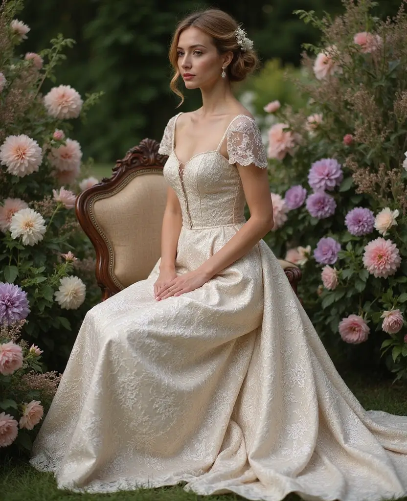 23 Vintage Wedding Dresses That Are Back in Style - 20. Vintage Brocade Dress