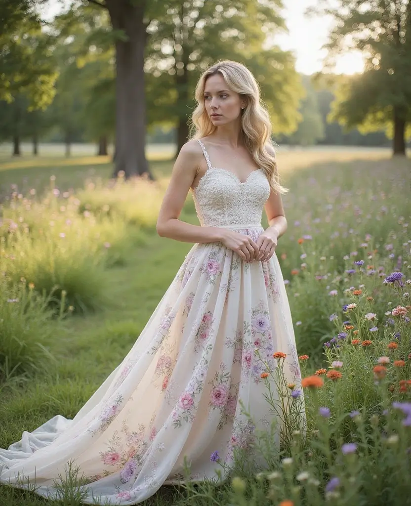 23 Vintage Wedding Dresses That Are Back in Style - 23. Vintage Inspired Floral Print Dress