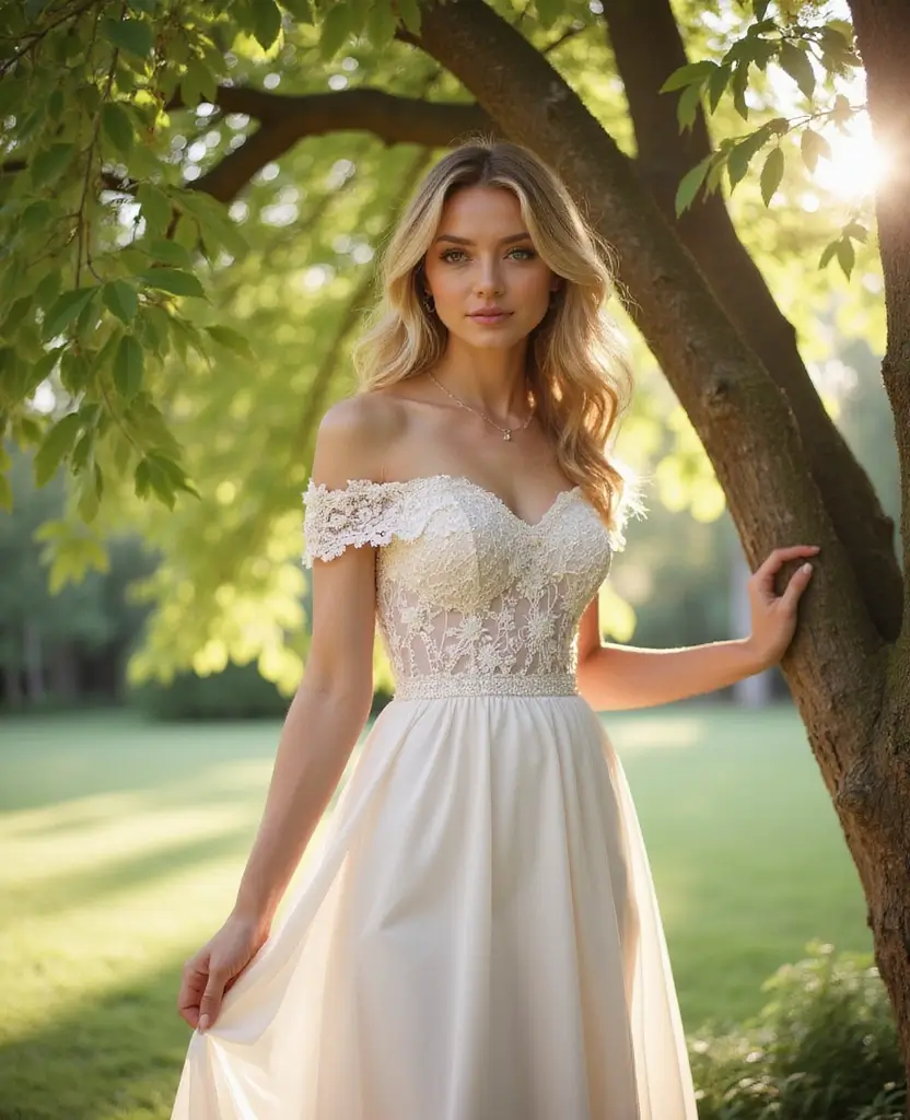23 Vintage Wedding Dresses That Are Back in Style - 5. Romantic Off-the-Shoulder Gown