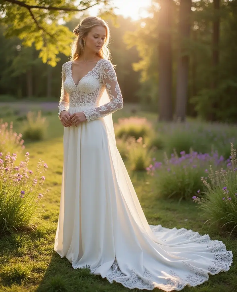 23 Vintage Wedding Dresses That Are Back in Style - 6. Elegant Long-Sleeve Dress