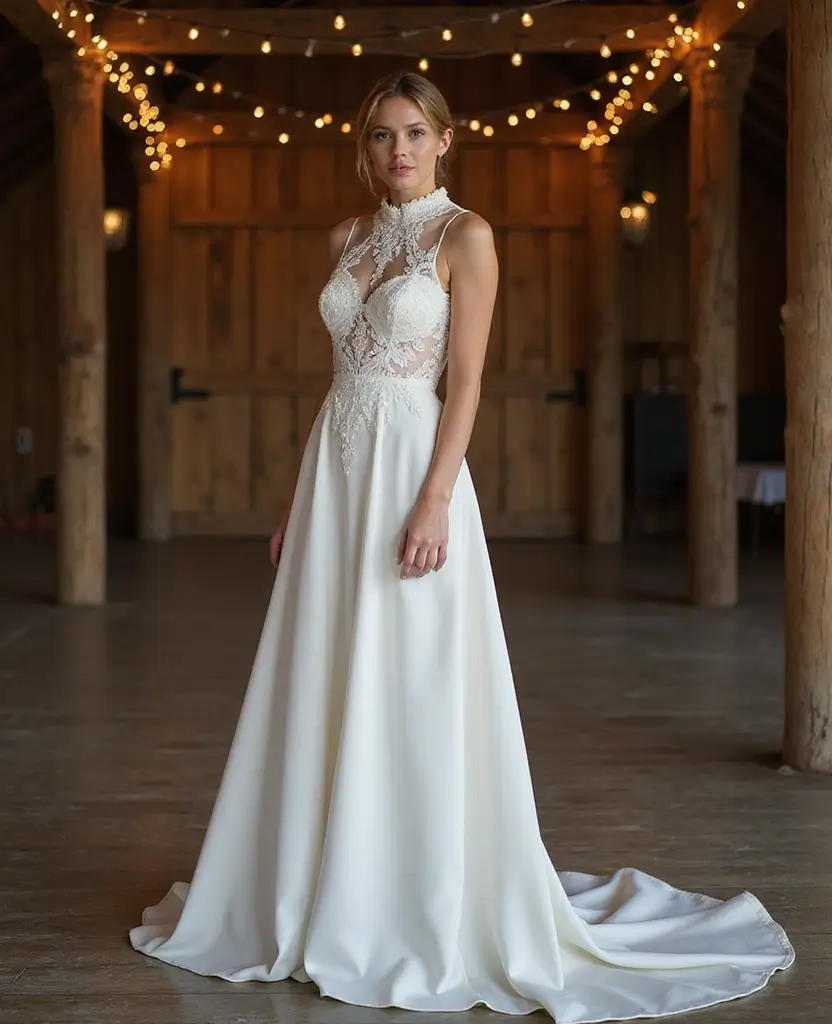 23 Vintage Wedding Dresses That Are Back in Style - 7. Timeless High-Neck Gown