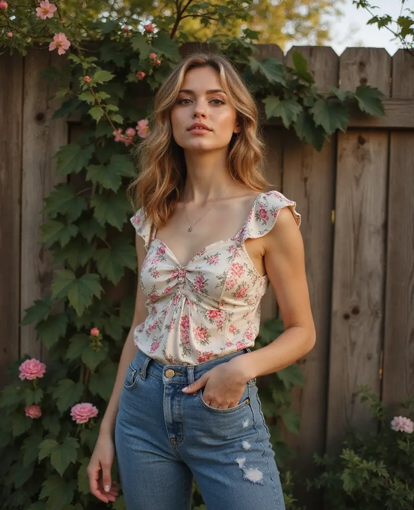 23 Ways to Rock a Dress with Jeans for Effortless Style - 12. Vintage Dress with Classic Denim
