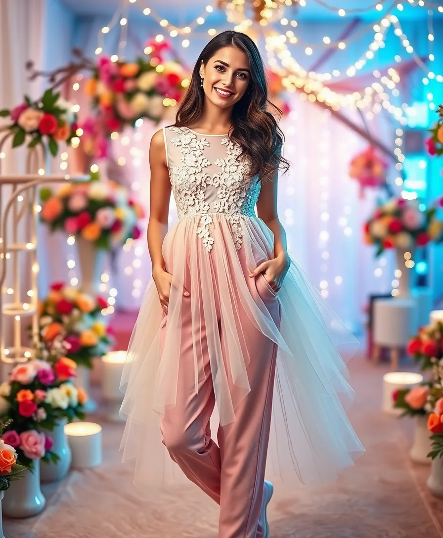23 Ways to Rock the Dress Over Pants Trend - 17. Tulle Dress with Comfy Joggers