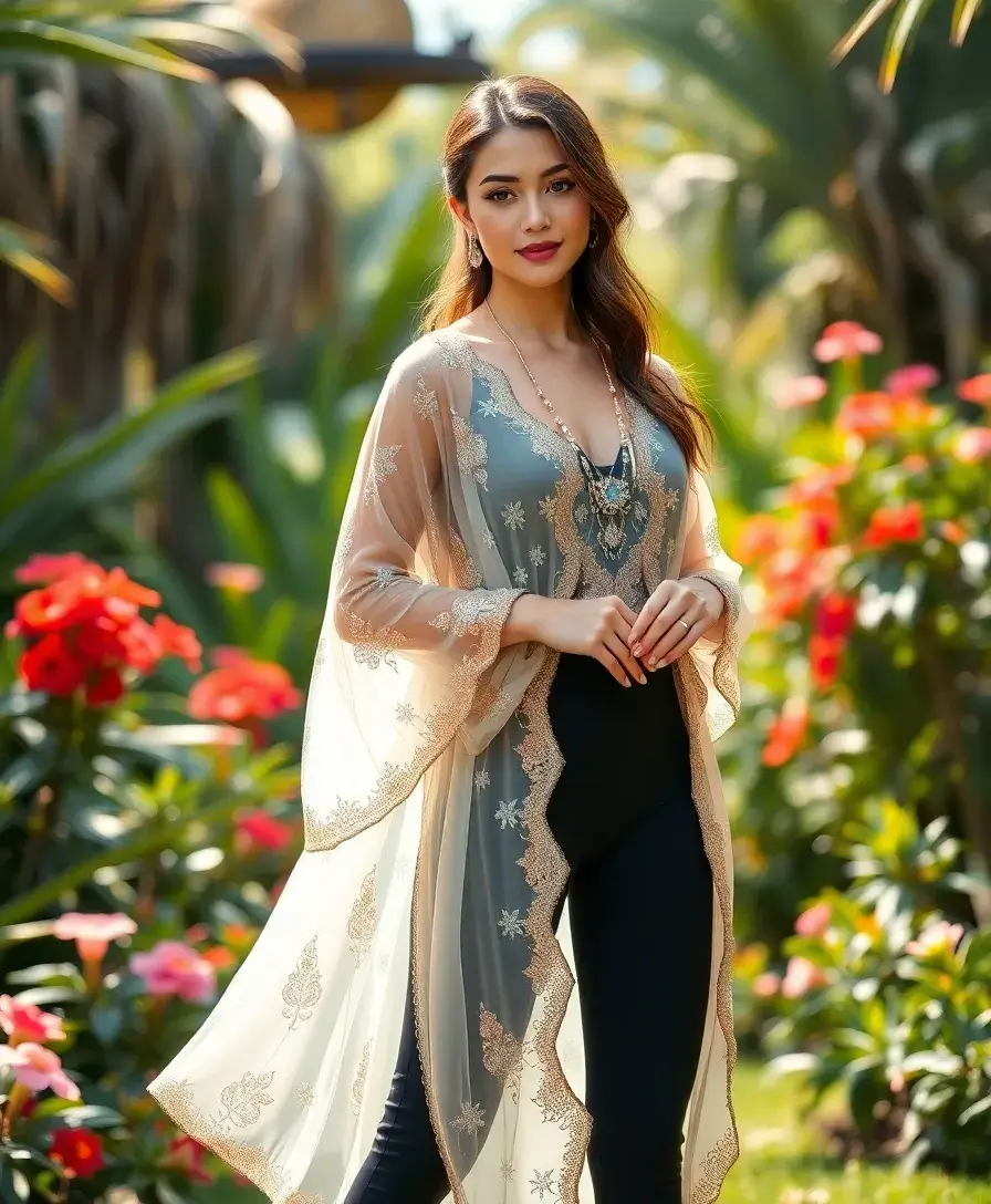 23 Ways to Rock the Dress Over Pants Trend - 23. Bridal Kaftan with Leggings