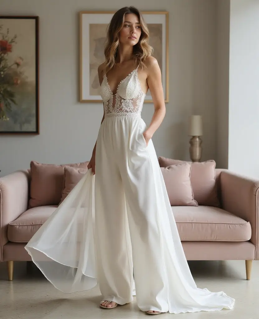 23 Ways to Rock the Dress Over Pants Trend - 5. Layered Slip Dress with Wide-Leg Trousers