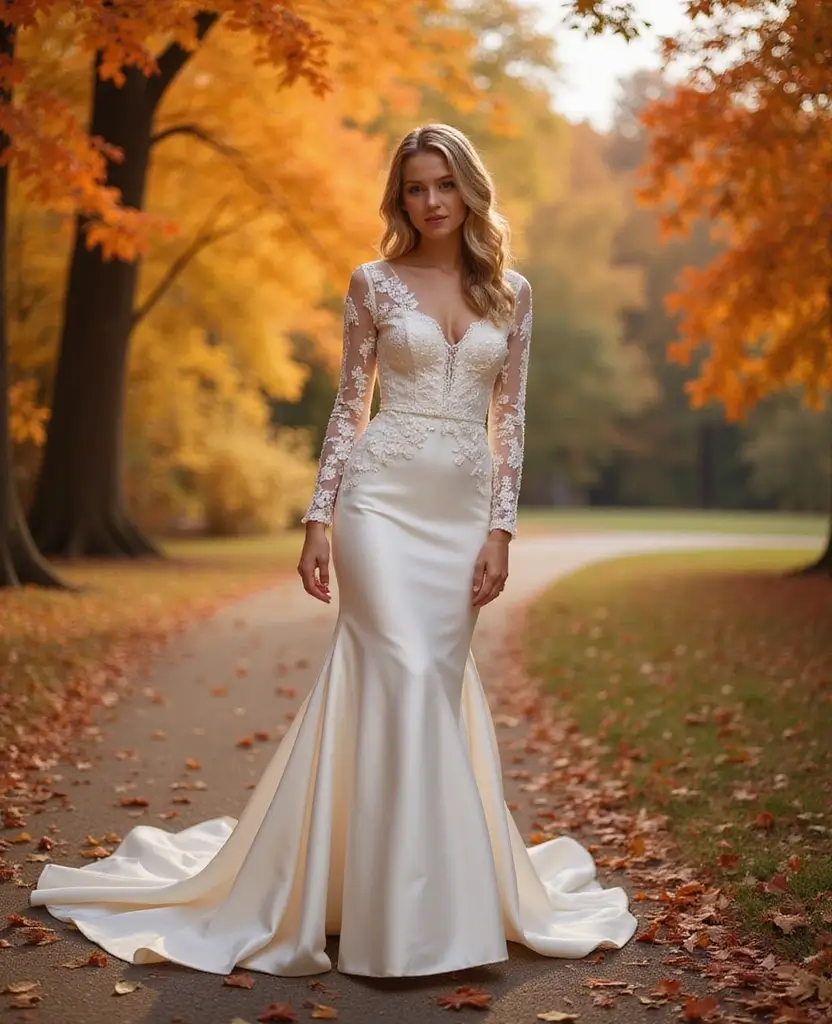 23 Wedding Dresses with Sleeves for Every Season - 10. Graceful Long Sleeve Mermaid Dress