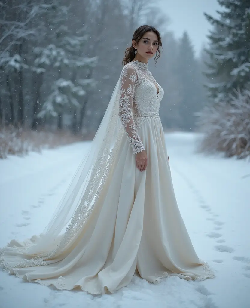 23 Wedding Dresses with Sleeves for Every Season - 15. Dramatic Long Sleeve Cape Dress