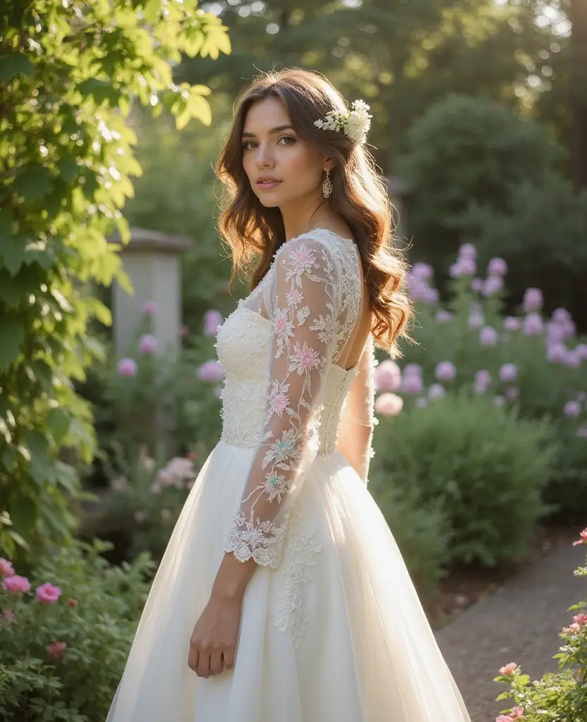 23 Wedding Dresses with Sleeves for Every Season - 18. Elegant Embroidered Sleeve Dress