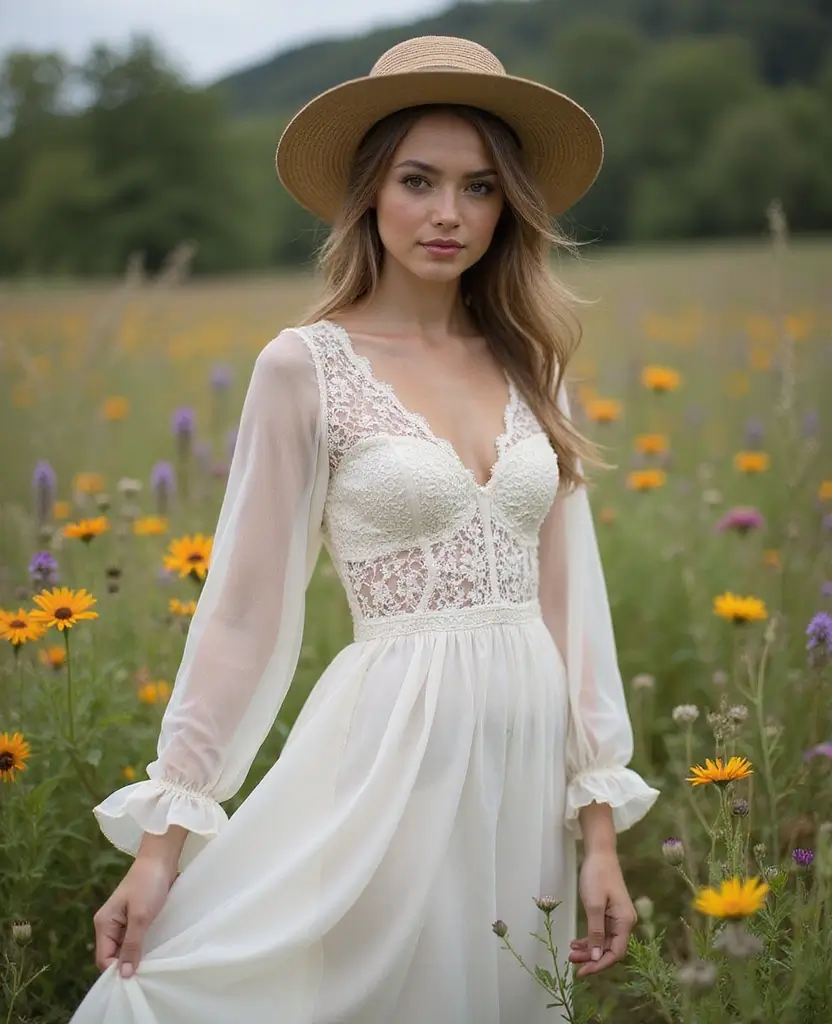 23 Wedding Dresses with Sleeves for Every Season - 23. Vintage Boho Sleeve Dress