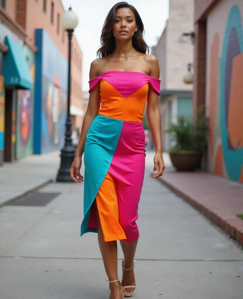 23 Y2K Dress to Impress Outfits for Nostalgic Vibes - 16. Bold Color Block Dresses