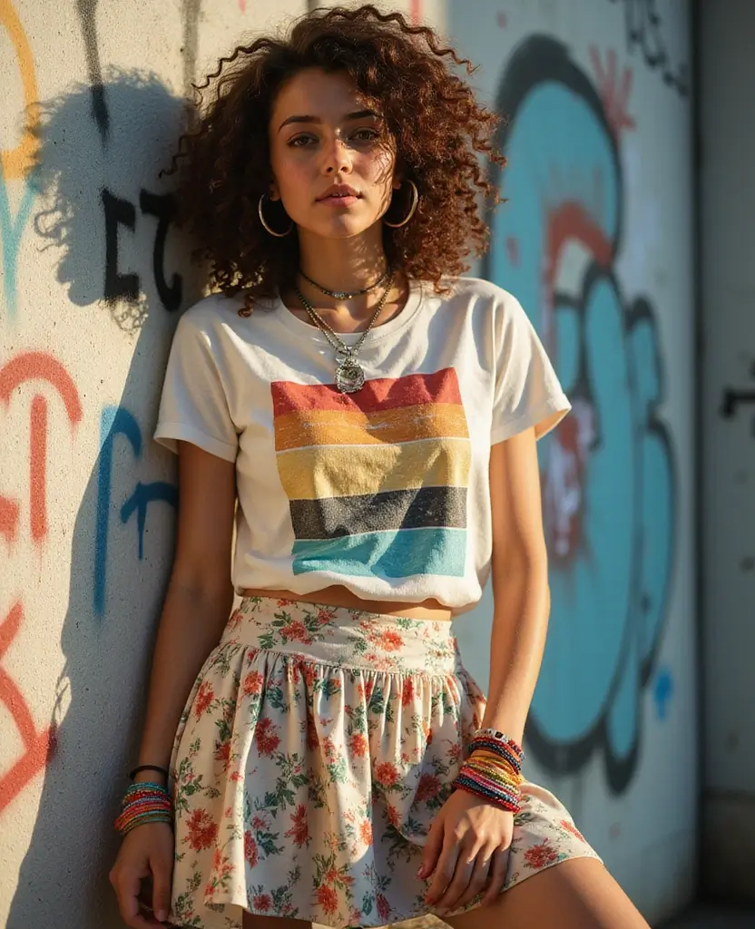 23 Y2K Outfit Ideas for the Ultimate Throwback - 5. Vintage Band Tees with Skater Skirts