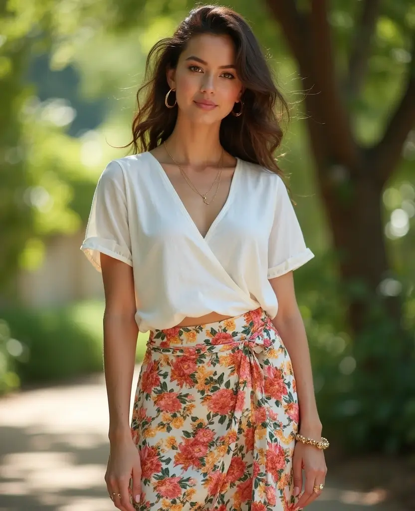 24 Chic Ways to Style Skirts: Outfit Ideas for Every Season - 19. The Versatility of the Wrap Skirt