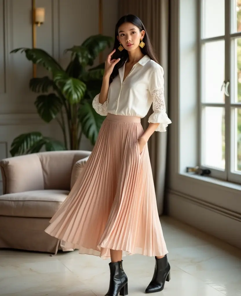 24 Chic Ways to Style Skirts: Outfit Ideas for Every Season - 7. The Timeless Pleated Skirt