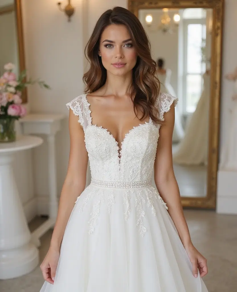 24 Modest Wedding Dresses That Are Simply Stunning - 12. Graceful Cap Sleeves