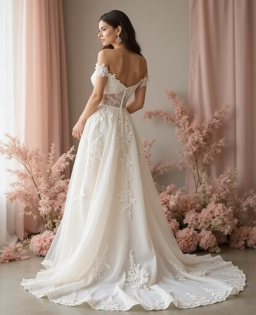 24 Modest Wedding Dresses That Are Simply Stunning - 3. Off-The-Shoulder Charm