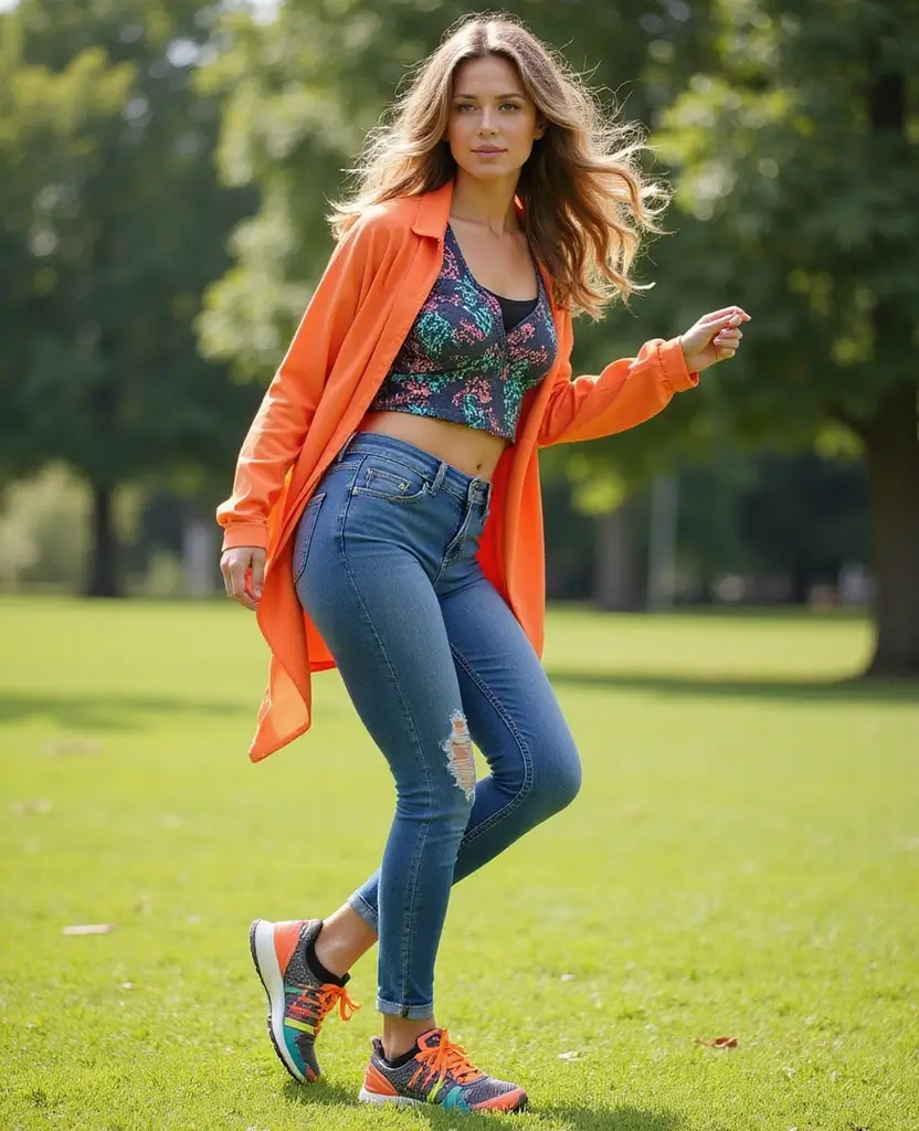 24 Stylish Ways to Wear a Dress Over Jeans - 18. Sporty Layering