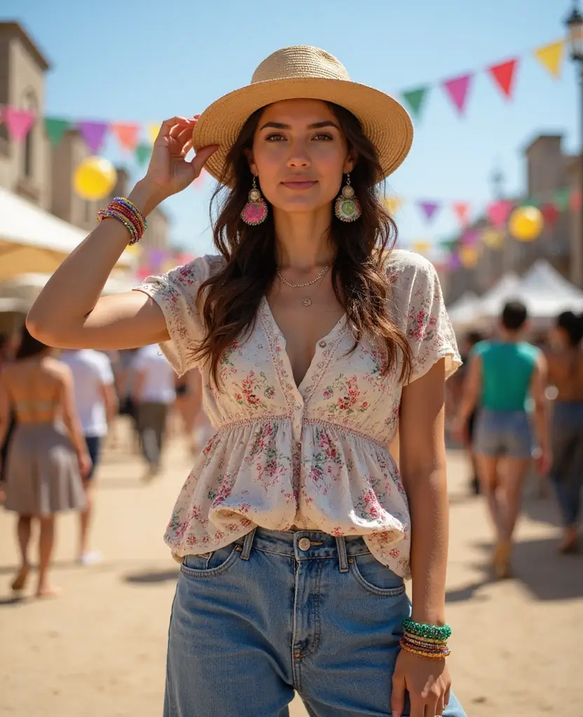 24 Stylish Ways to Wear a Dress Over Jeans - 22. Festival Ready Layers