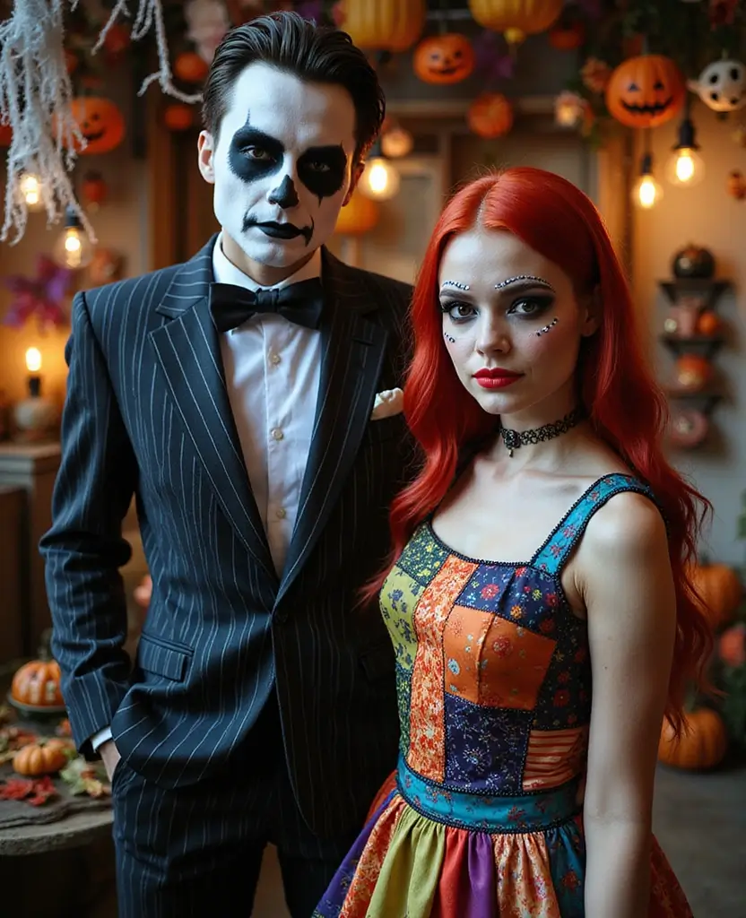 25 Adult Couples Halloween Costume Ideas for a Night to Remember - 3. Jack and Sally from The Nightmare Before Christmas