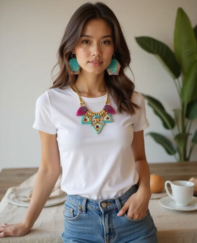 25 Basic Outfit Ideas That Are Anything But Boring - 11. Statement Accessories with Basic Outfits