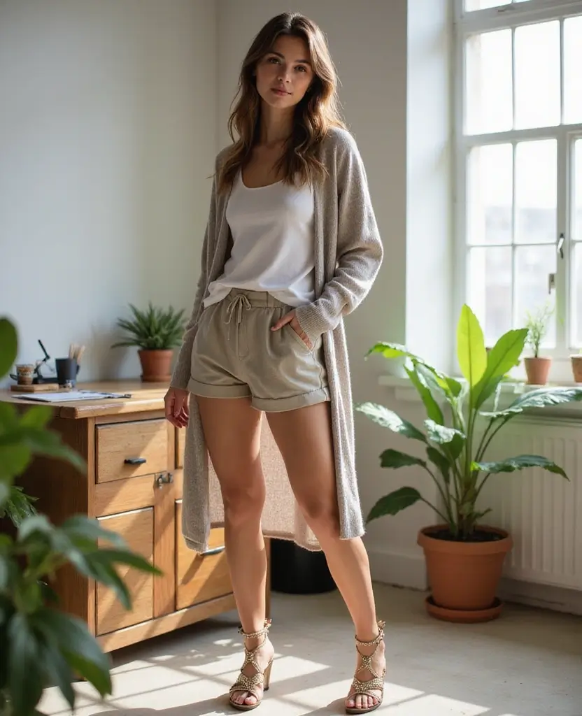 25 Basic Outfit Ideas That Are Anything But Boring - 8. Layered Tanks with Cardigan
