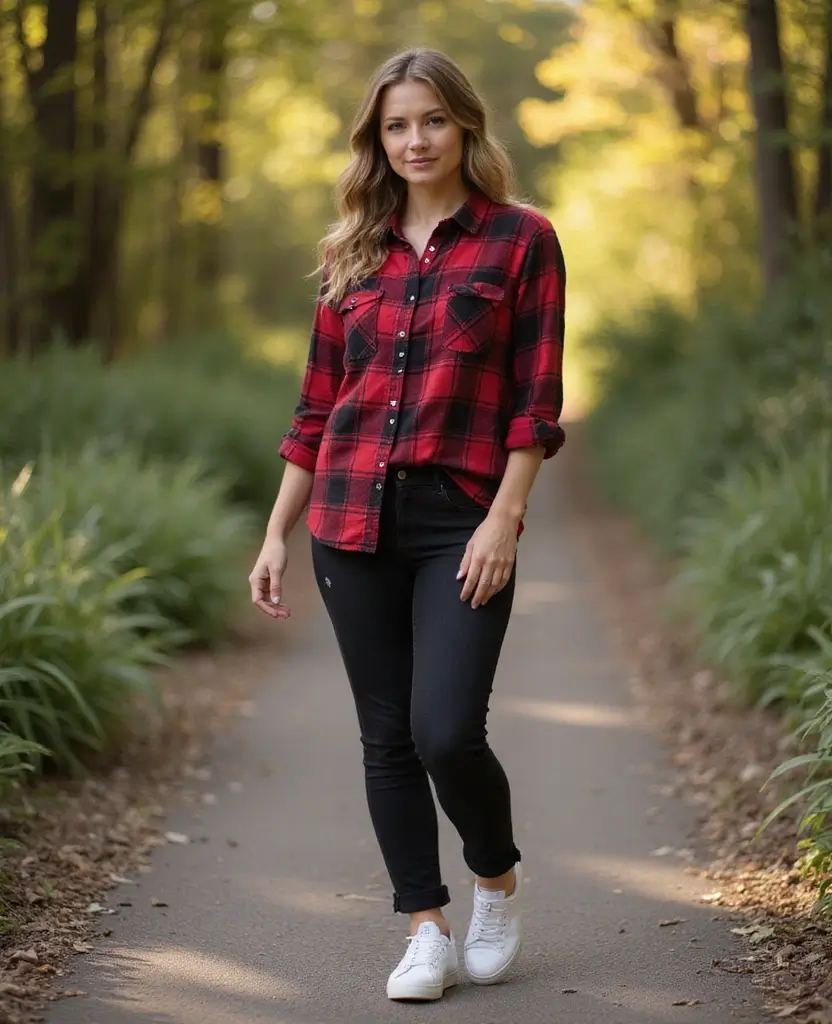 25 Black Jeans Outfit Ideas for Edgy Looks at Church - 10. Flannel Shirt & Black Jeans