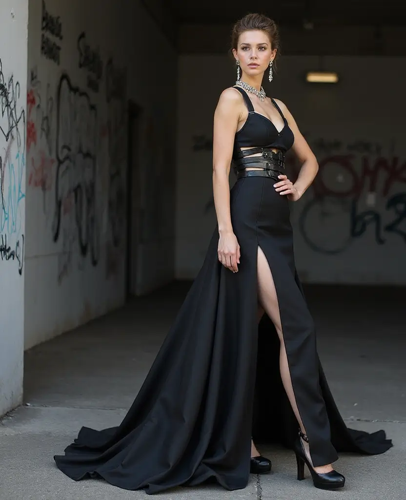 25 Black Wedding Dresses for Bold Brides - 11. Edgy Leather Accents
