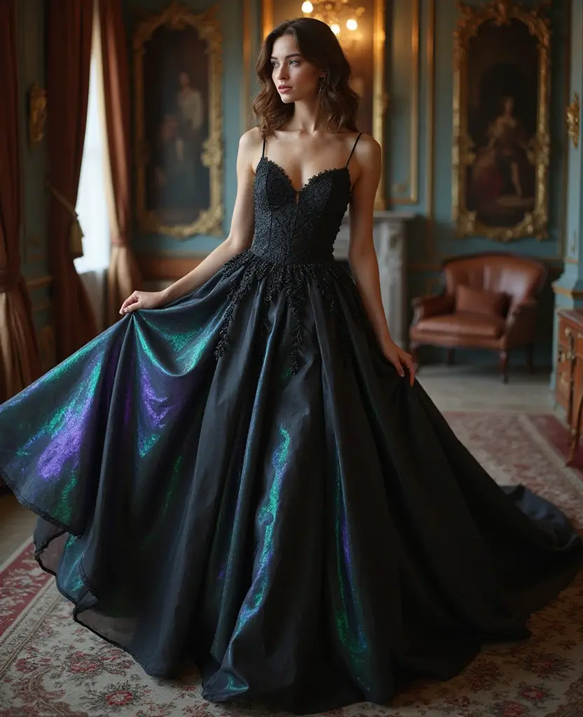 25 Black Wedding Dresses for Bold Brides - 16. Iridescent Black Gown