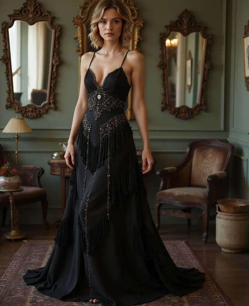 25 Black Wedding Dresses for Bold Brides - 18. Retro 1920s Glam