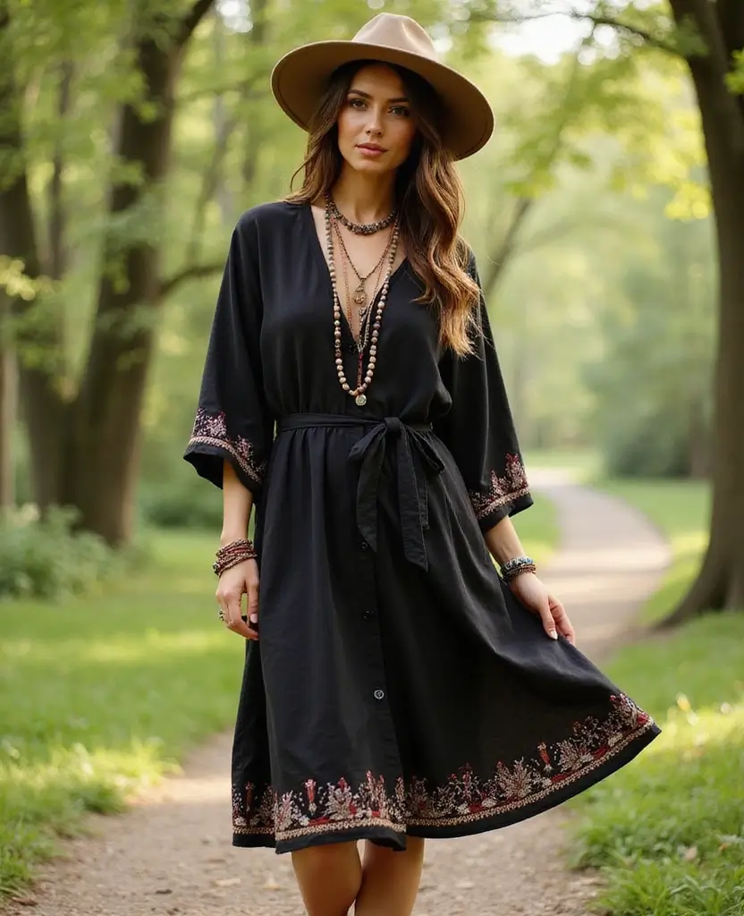 25 Black Wedding Dresses for Bold Brides - 21. Bohemian Wrap Dress