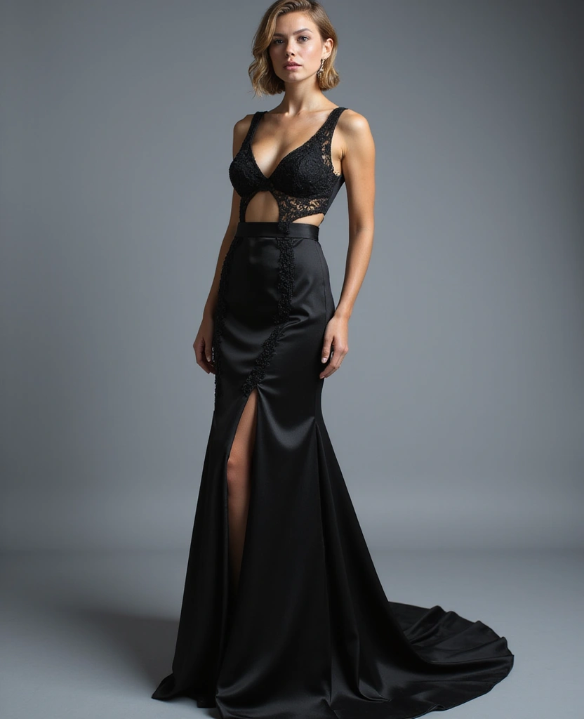 25 Black Wedding Dresses for Bold Brides - 23. Unique Cut-Out Design