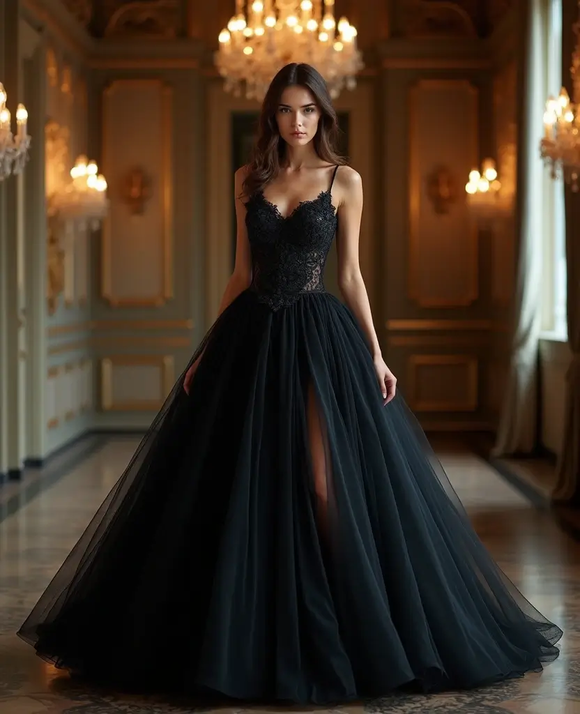 25 Black Wedding Dresses for Bold Brides - 24. Enchanting Ball Gown