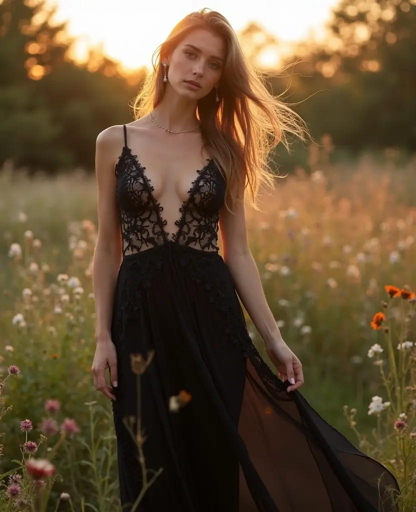 25 Black Wedding Dresses for Bold Brides - 25. Artistic Bohemian Overlay