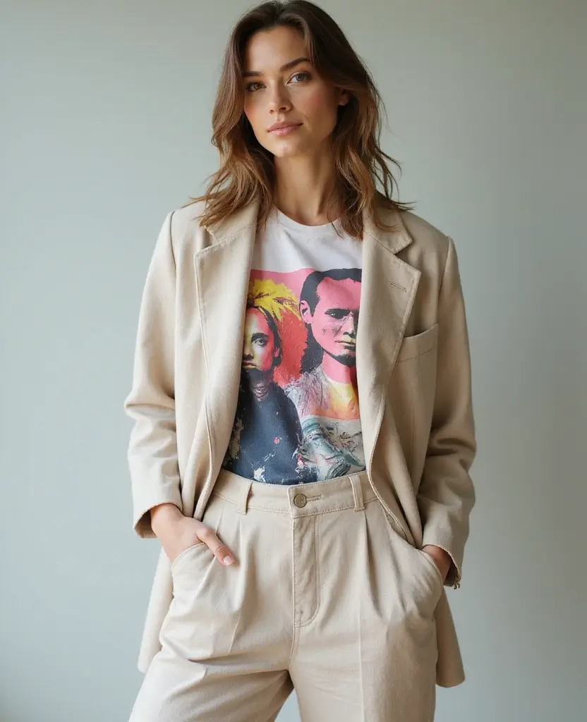 25 Comfy Outfit Ideas You’ll Never Want to Take Off - 3. Oversized Blazer Over a Graphic Tee