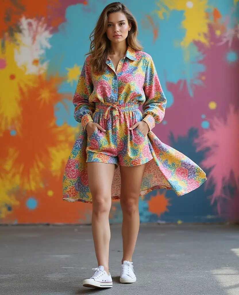 25 Converse Outfit Ideas for Every Personality - 12. Colorful Prints and Converse