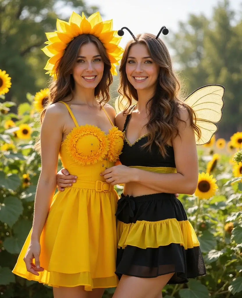 25 Couples Halloween Costume Ideas That Will Win Every Party - 13. Sunflower and Bee