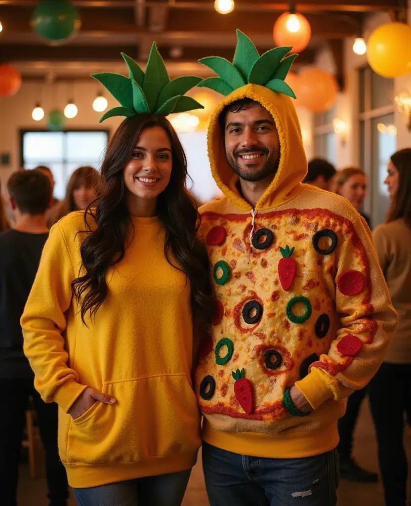 25 Couples Halloween Costume Ideas That Will Win Every Party - 2. Pineapple and Pizza