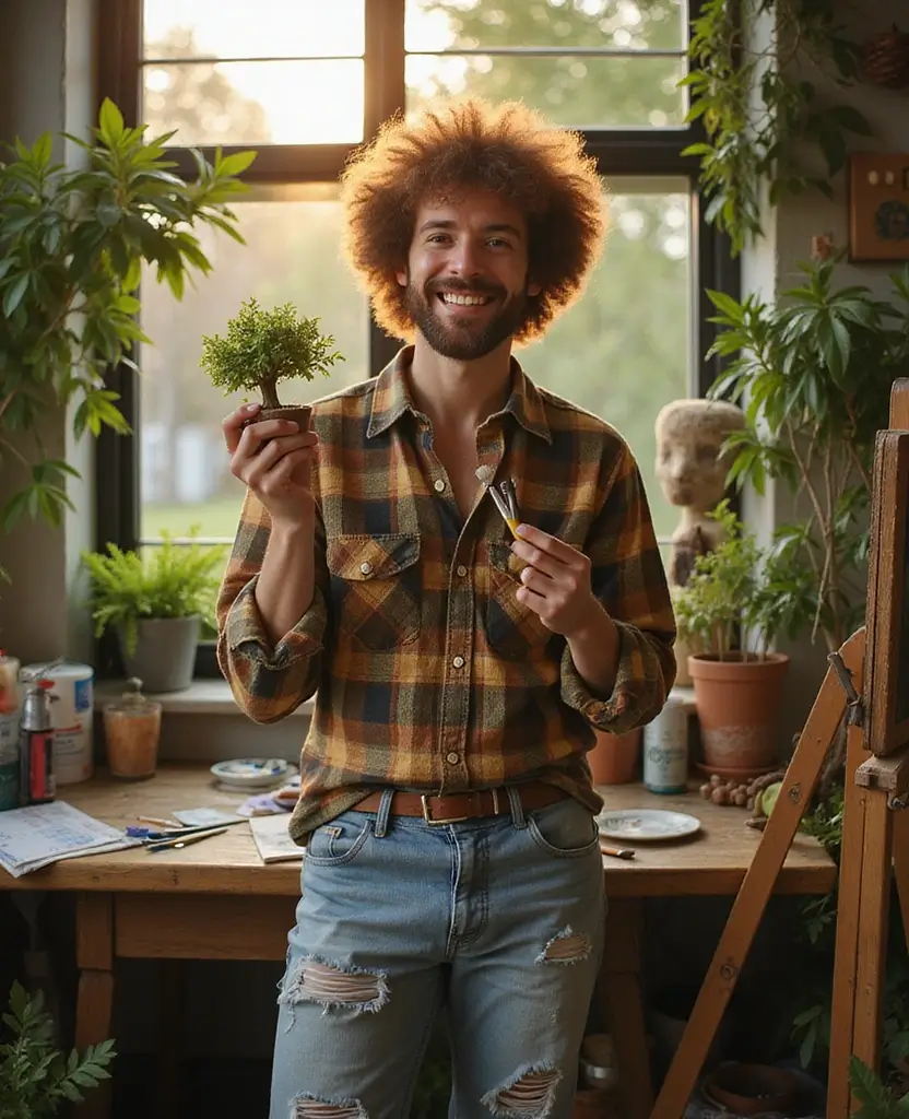 25 Couples Halloween Costume Ideas That Will Win Every Party - 3. Bob Ross and a Happy Little Tree