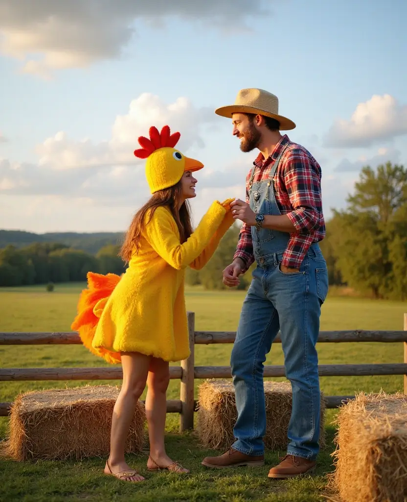 25 Couples Halloween Costume Ideas That Will Win Every Party - 7. Farmer and Chicken