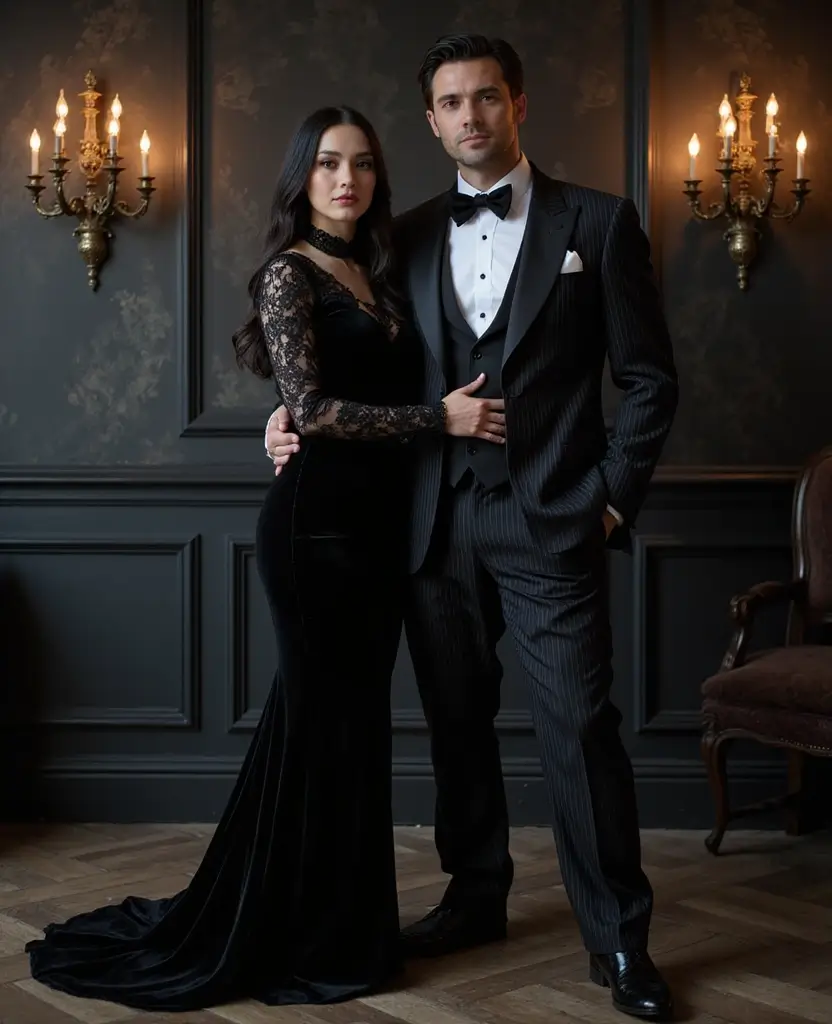 25 Creative Couples Halloween Costume Ideas for 2024 - 3. Morticia and Gomez Addams