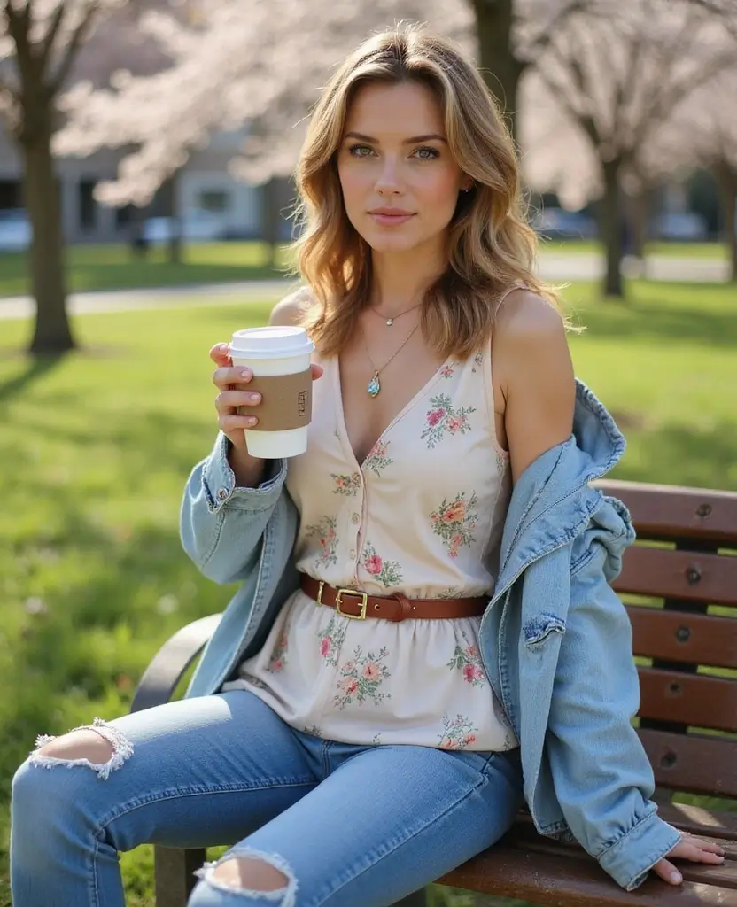 25 Creative Dress Poses for Stunning Photos: Layered Fashion Combinations - 2. Casual Chic with a Denim Jacket
