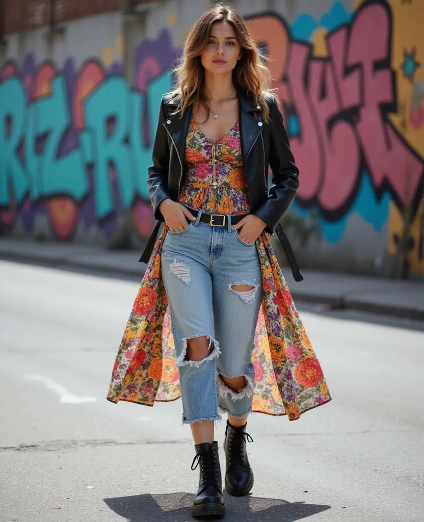 25 Creative Dress Poses for Stunning Photos: Layered Fashion Combinations - 3. Strut in a Midi Dress with Combat Boots