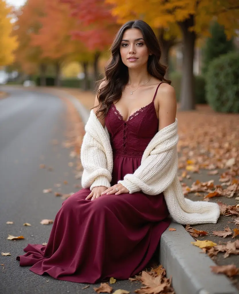 25 Creative Dress Poses for Stunning Photos: Layered Fashion Combinations - 5. Layer with a Oversized Sweater
